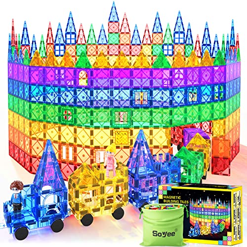 Magnetic Tiles with Cars, Kids Gifts & Toys for 3 Year Old Boys, E...