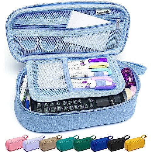SPACEMATE Heavy Duty Canvas Pencil Case Pouch Bag - Holds 50-100 P...