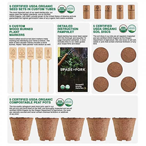 Indoor Herb Garden Starter Kit - Certified 100% USDA Organic Non G...