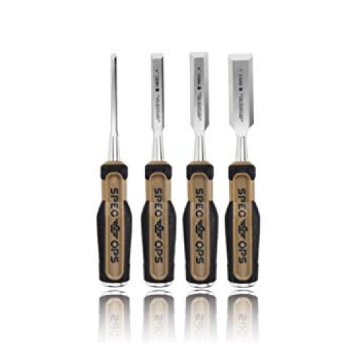 Spec Ops - SPEC-C1-4PK Tools Wood Chisel Set with High-Carbon Stee...
