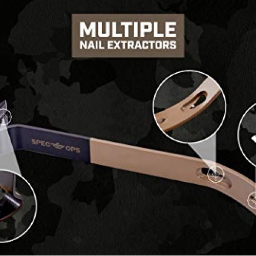 Spec Ops - SPEC-D15BAR Tools 15 Flat Pry Bar Crowbar, Curved Rock...