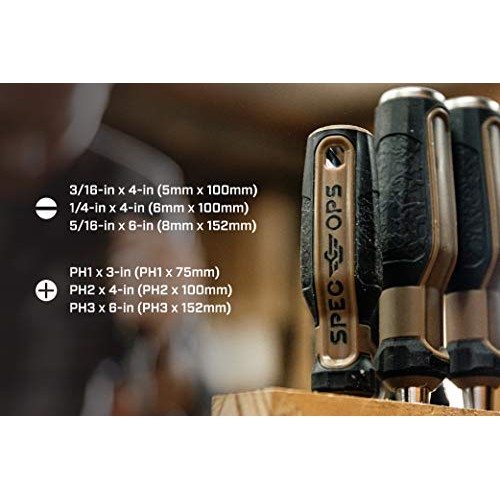 Spec Ops Tools 6-Piece Screwdriver Set, Phillips & Slotted, Magent...