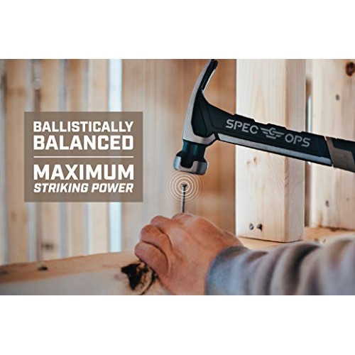 Spec Ops Tools Framing Hammer, 22 oz, Rip Claw, Milled Face, Shock...