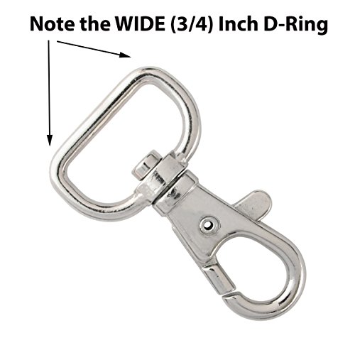 50 Pack - Premium Metal Lobster Claw Clasps - Wide 3/4 Inch D Ring...