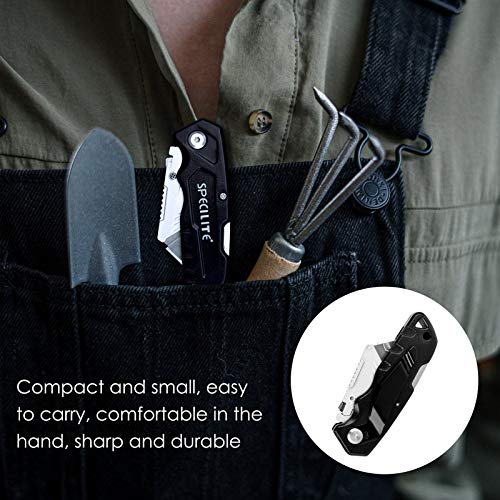 SPECILITE 2 Pack Folding Utility Knife Extra 10 Blades Included, H...