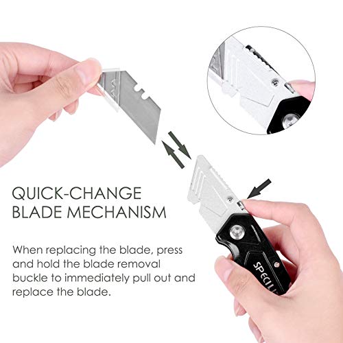 SPECILITE 2 Pack Folding Utility Knife Extra 10 Blades Included, H...