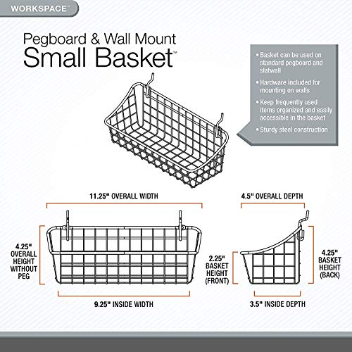 Spectrum Diversified Pegboard & Wall Mount Basket, 11 x 4 x 4, ...