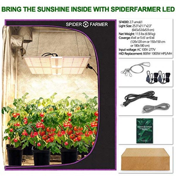 Spider Farmer Newest SF-4000 LED Grow Light 5x5 ft Flower Compatib...