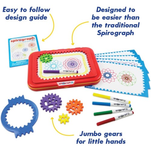 Spirograph Jr. — Jumbo Sized Gears Classic Retro Toy For Spiral Drawing Art Design Toy Kit for Smaller Hands — For Kids Ages 3 and Up