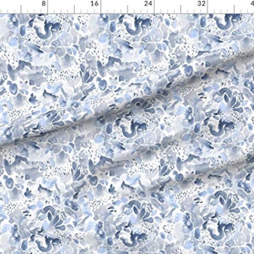 Spoonflower Fabric - Abstract Blue Watercolor Watercolour Coordina...