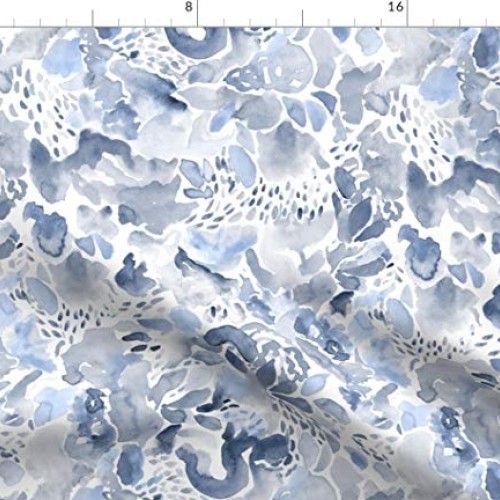 Spoonflower Fabric - Abstract Blue Watercolor Watercolour Coordina...