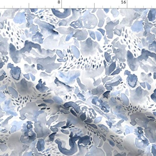 Spoonflower Fabric - Abstract Blue Watercolor Watercolour Coordina...