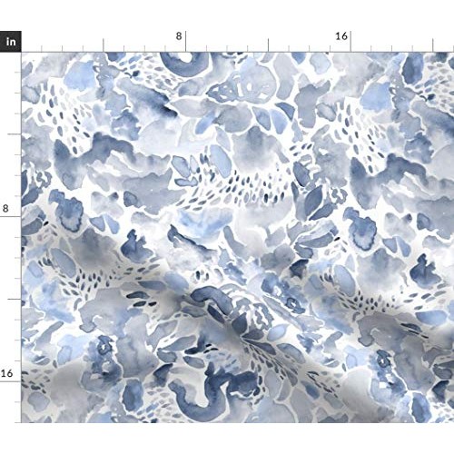 Spoonflower Fabric - Abstract Blue Watercolor Watercolour Coordina...
