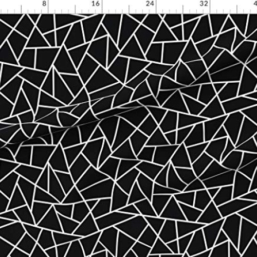 Spoonflower Fabric - Abstract Geometric White Black Large Triangle...