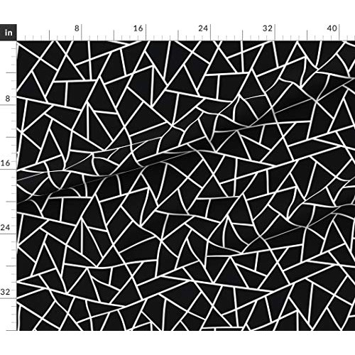 Spoonflower Fabric - Abstract Geometric White Black Large Triangle...