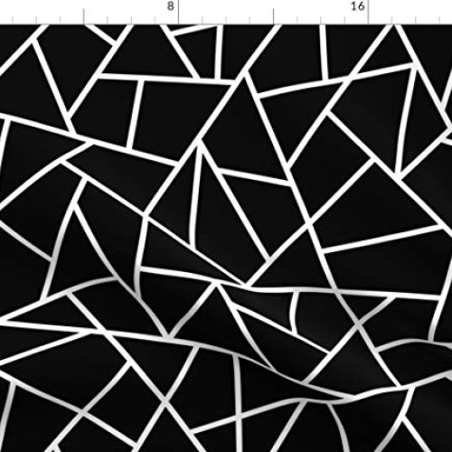 Spoonflower Fabric - Abstract Geometric White Black Large Triangle...