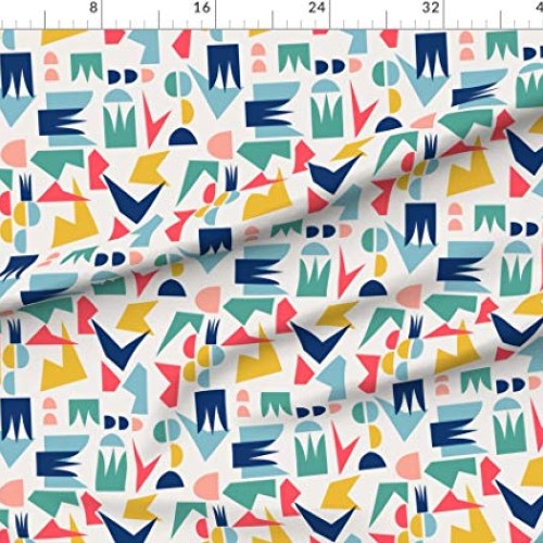 Spoonflower Fabric - Abstract Shapes Geometric Pattern Colorful Re...