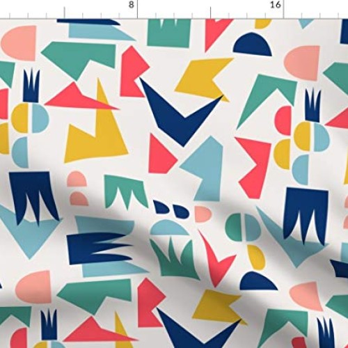 Spoonflower Fabric - Abstract Shapes Geometric Pattern Colorful Re...