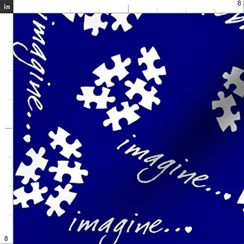 Spoonflower Fabric - Autism Awareness Theme Puzzle Printed on Peta...
