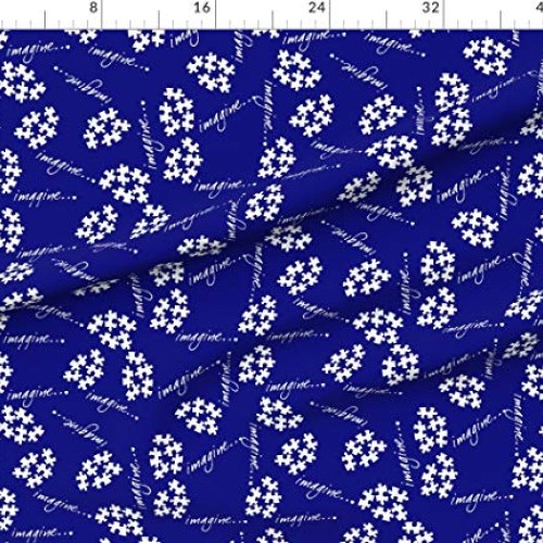 Spoonflower Fabric - Autism Awareness Theme Puzzle Printed on Peta...