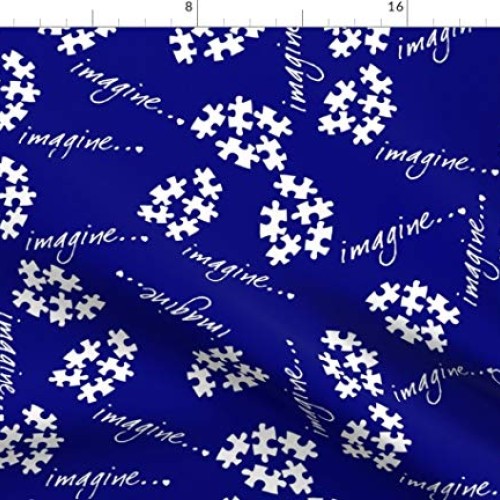Spoonflower Fabric - Autism Awareness Theme Puzzle Printed on Peta...