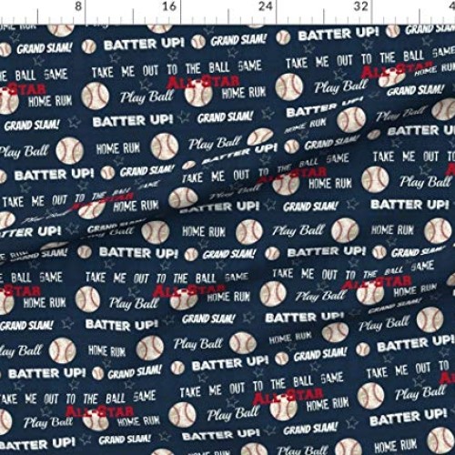 Spoonflower Fabric - Baseball, Baby Boy, Vintage, Navy, Worn, Star...