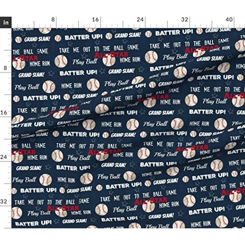 Spoonflower Fabric - Baseball, Baby Boy, Vintage, Navy, Worn, Star...