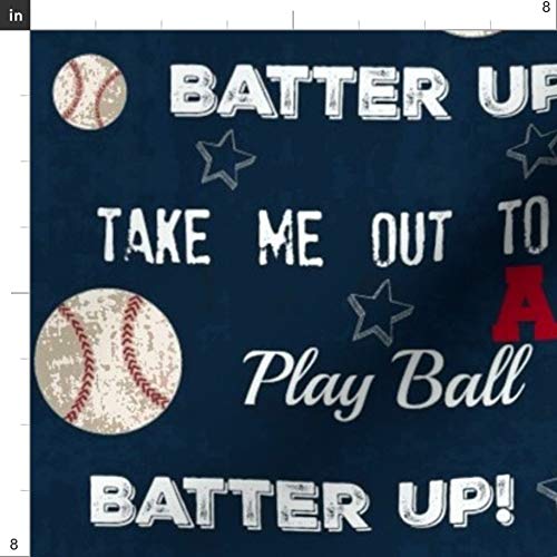 Spoonflower Fabric - Baseball, Baby Boy, Vintage, Navy, Worn, Star...