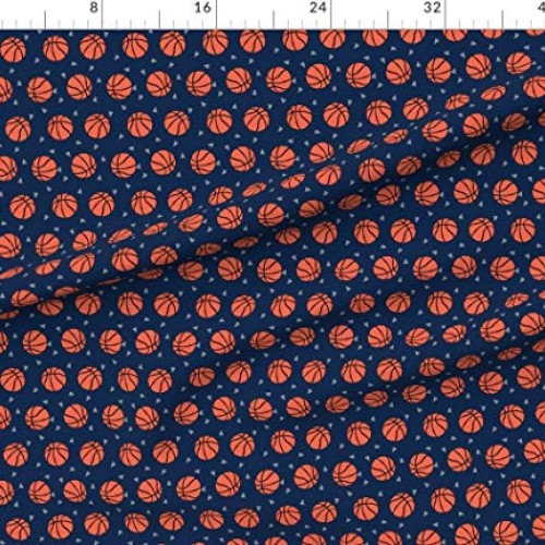 Spoonflower Fabric - Basketball Sports Themed Navy Sport Kids Play...