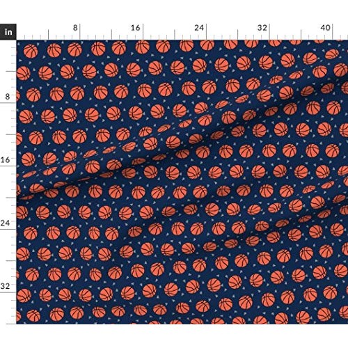 Spoonflower Fabric - Basketball Sports Themed Navy Sport Kids Play...