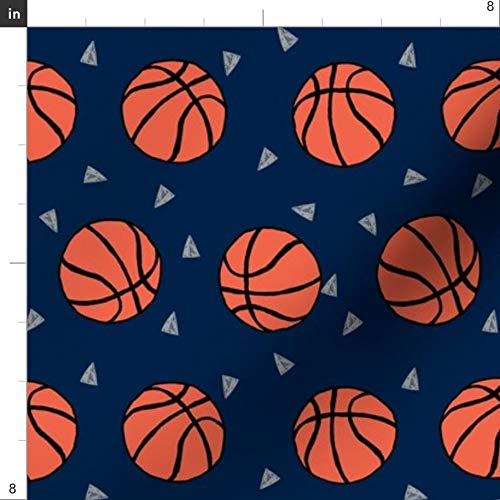 Spoonflower Fabric - Basketball Sports Themed Navy Sport Kids Play...