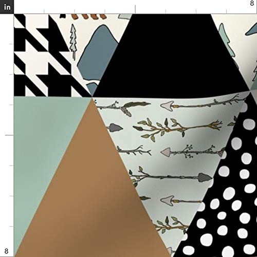 Spoonflower Fabric - Bear Forest Triangle Cheater Quilt Rotated Wh...