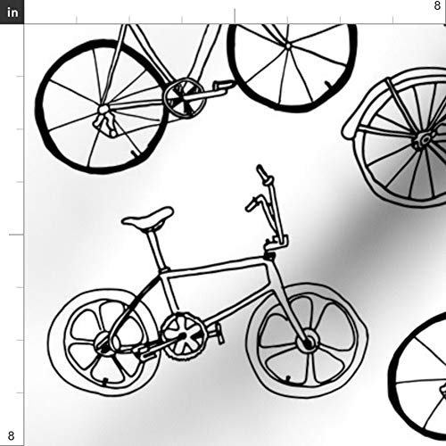 Spoonflower Fabric - Bikes Abstract Bike Black White Bicycle Hipst...