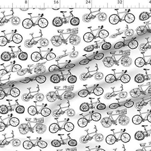 Spoonflower Fabric - Bikes Abstract Bike Black White Bicycle Hipst...