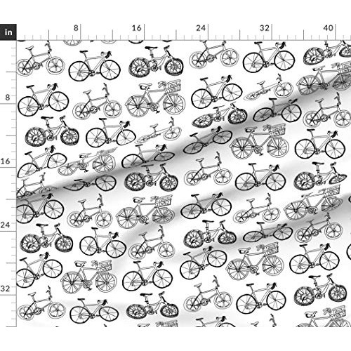 Spoonflower Fabric - Bikes Abstract Bike Black White Bicycle Hipst...