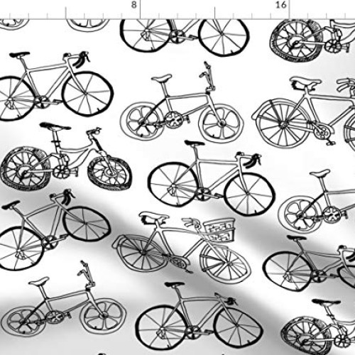 Spoonflower Fabric - Bikes Abstract Bike Black White Bicycle Hipst...