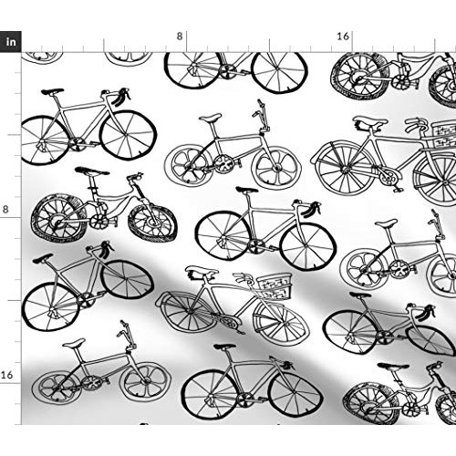 Spoonflower Fabric - Bikes Abstract Bike Black White Bicycle Hipst...