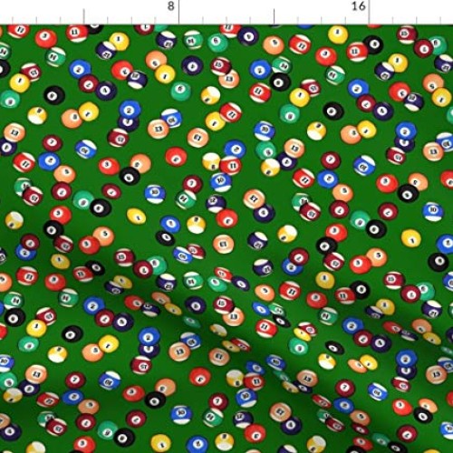 Spoonflower Fabric - Billiards, Balls, Pub, Pool, Sports Printed o...
