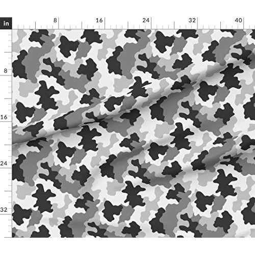 Spoonflower Fabric - Black White Camo Gray Camouflage Monochrome S...