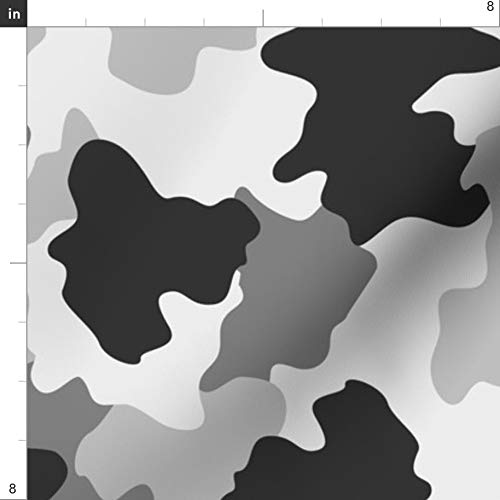 Spoonflower Fabric - Black White Camo Gray Camouflage Monochrome S...