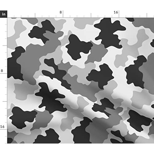 Spoonflower Fabric - Black White Camo Gray Camouflage Monochrome S...
