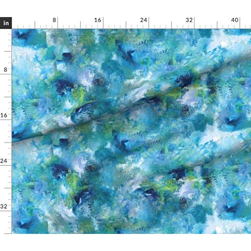 Spoonflower Fabric - Blue Abstract Painting Contemporary Modern Oc...