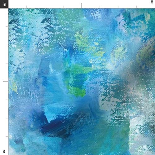Spoonflower Fabric - Blue Abstract Painting Contemporary Modern Oc...