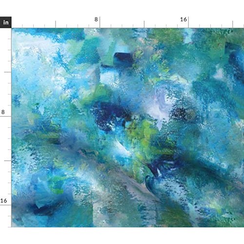 Spoonflower Fabric - Blue Abstract Painting Contemporary Modern Oc...