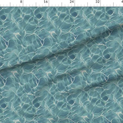 Spoonflower Fabric - Blue & Teal Ocean Painting Waves Turquoise Se...