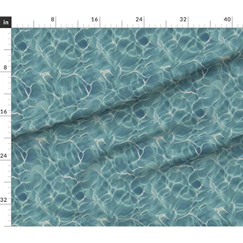 Spoonflower Fabric - Blue & Teal Ocean Painting Waves Turquoise Se...