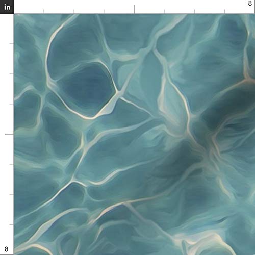Spoonflower Fabric - Blue & Teal Ocean Painting Waves Turquoise Se...