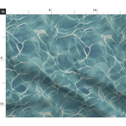Spoonflower Fabric - Blue & Teal Ocean Painting Waves Turquoise Se...