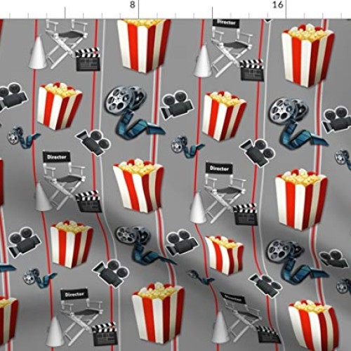 Spoonflower Fabric - Camera Popcorn Printed on Petal Signature Cot...