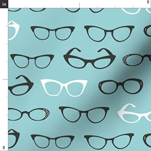Spoonflower Fabric - Cats Eye Glasses Retro Vintage Nerd Geek Prin...